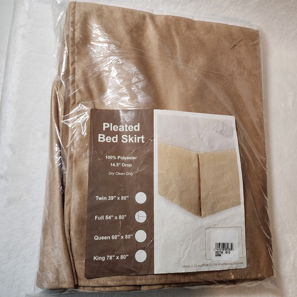 Pleated Bed Skirt Full Size Faux Suede Bark Taupe Brown 54" x 80" NWT - Picture 10 of 10